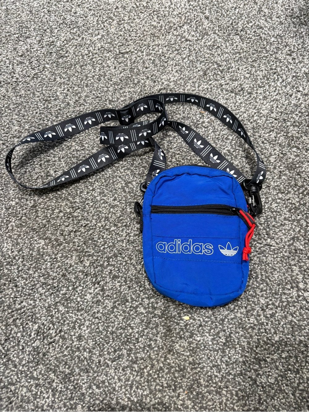 adidas Originals Blue Mini Crossbody Pouch with Black Logo Strap